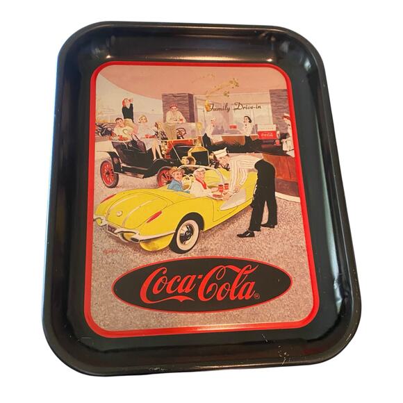Coca Cola Vintage 1995 "Family Drive-In" Themed Metal Serving Tray * Flawed * - Picture 8 of 16
